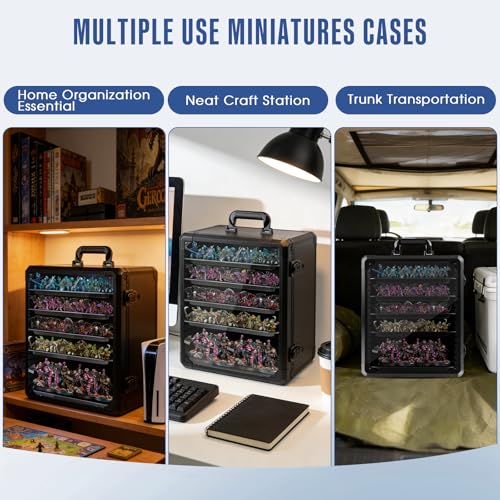 Image of Miniature Storage Case, Carry & Display for Warhammer Minis, X-Large | Aluminum Alloy Frame for Secure Transport, Clear Window with Lock, for Warhammer 40k Miniatures, Figures and Collectibles