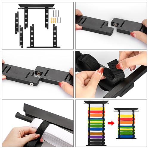 SUMNACON Kampfsport Gürtelhalter für 12Gürtel Bambus Abnehmbare Taekwondo-Gürtelständer Wandmontage Gürtel Display für Medaile Judo- Karategürtel Ninjitsu-Gürtel als Personalisierbare Geschenk Schwarz
