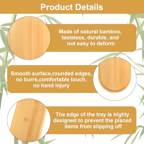 Miniatura 3 de Bandeja De Madera, 8 Unidades, Bandeja Pequeña De Bambú, Bandeja De Bambú Ellipse, Bandeja De Madera, Pequeña Tabla Para Servir, Posavasos Para Posavasos De Té, Café Y Pasteles