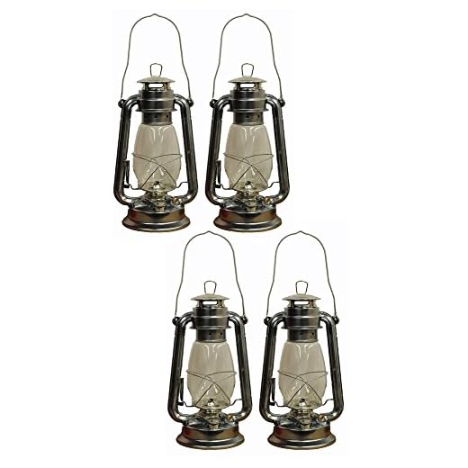 Shop4Omni Silver Hurricane Kerosene Oil Lantern Emergency Hanging Light/Lamp - 12 Inches (4)