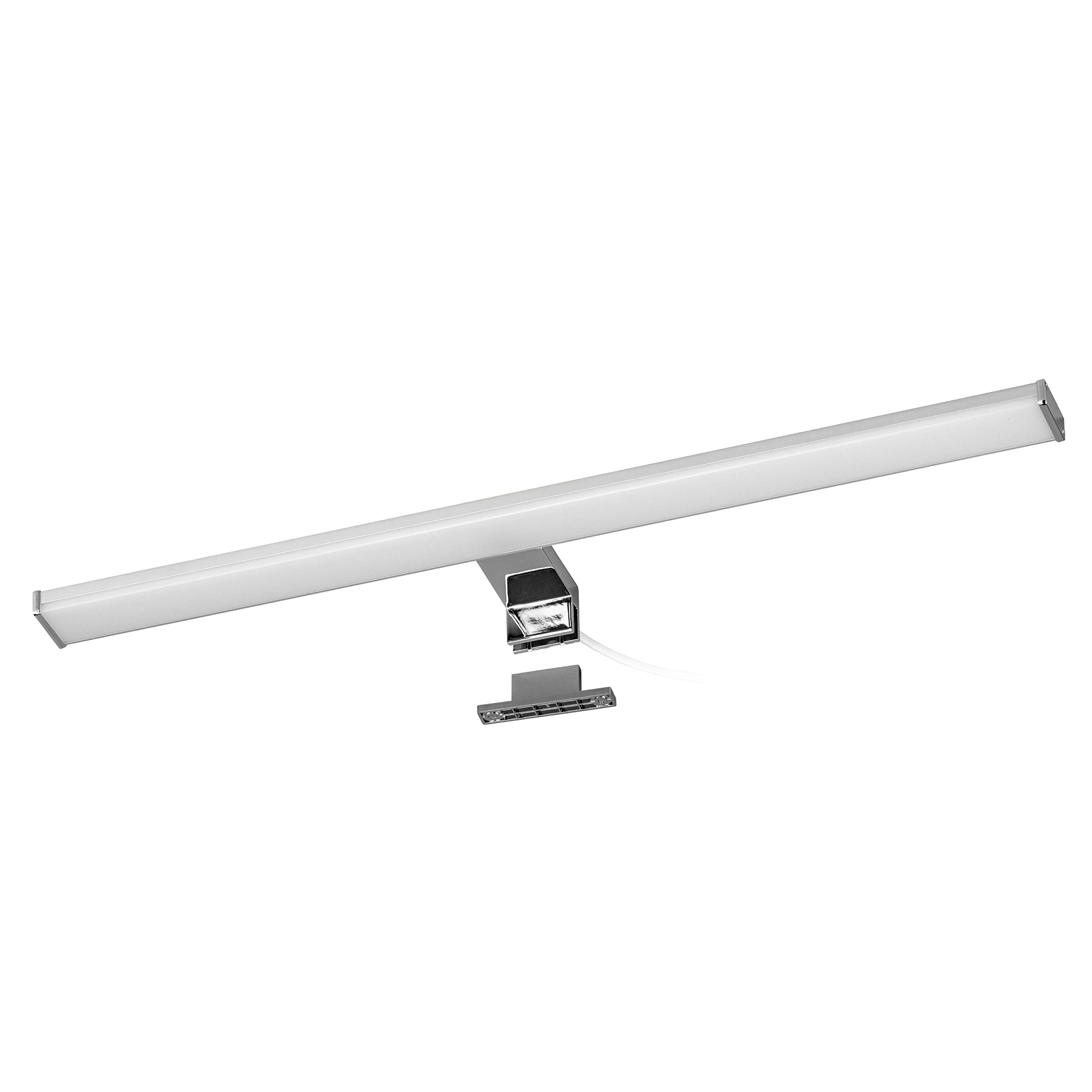 Popp- Aplique LED de Espejo para Baño Instalación en espejos 60CM 220V 12W Luz blanca Fría 6500K Prueba de Agua IP44 Aluminio Cromado y PC (6500K, 12W)