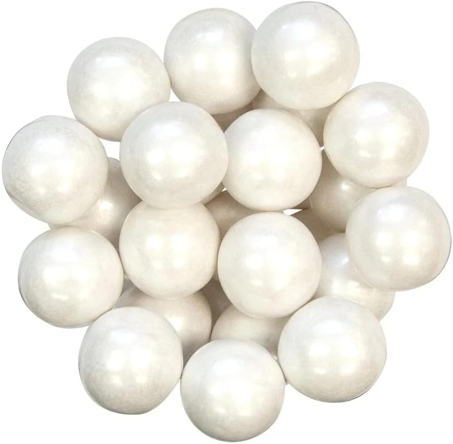 NY Spice Shop White Shimmer Gumballs - 1 Pound Gumballs for Gumball Machine - Chewing Gum Dubble Bubble Gumballs - Fruit Flavored Gumballs Bulk Candy - Old Fashioned Candy Gumballs for Machine Refill - 50 Pcs