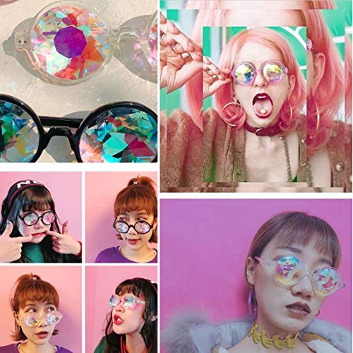 Armear Women Kaleidoscope Rave Rainbow Glasses Prism Mirrored Lens for Festival Party Costume3