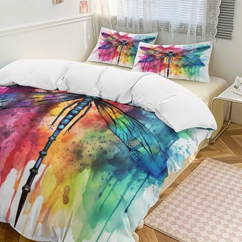 Parure de lit microfibre 220x240 motif libellule fermeture éclair - 3