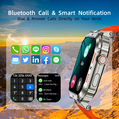 Tiwain Military Smart Watch For Men,1.96 Inches Hd Tactical Outdoor Rugged Smartwatches For Android Phones Iphone Compatible,Fitness Tracker With Heart Rate Blood Pressure Sleep Monitor (Silver) #TOP1