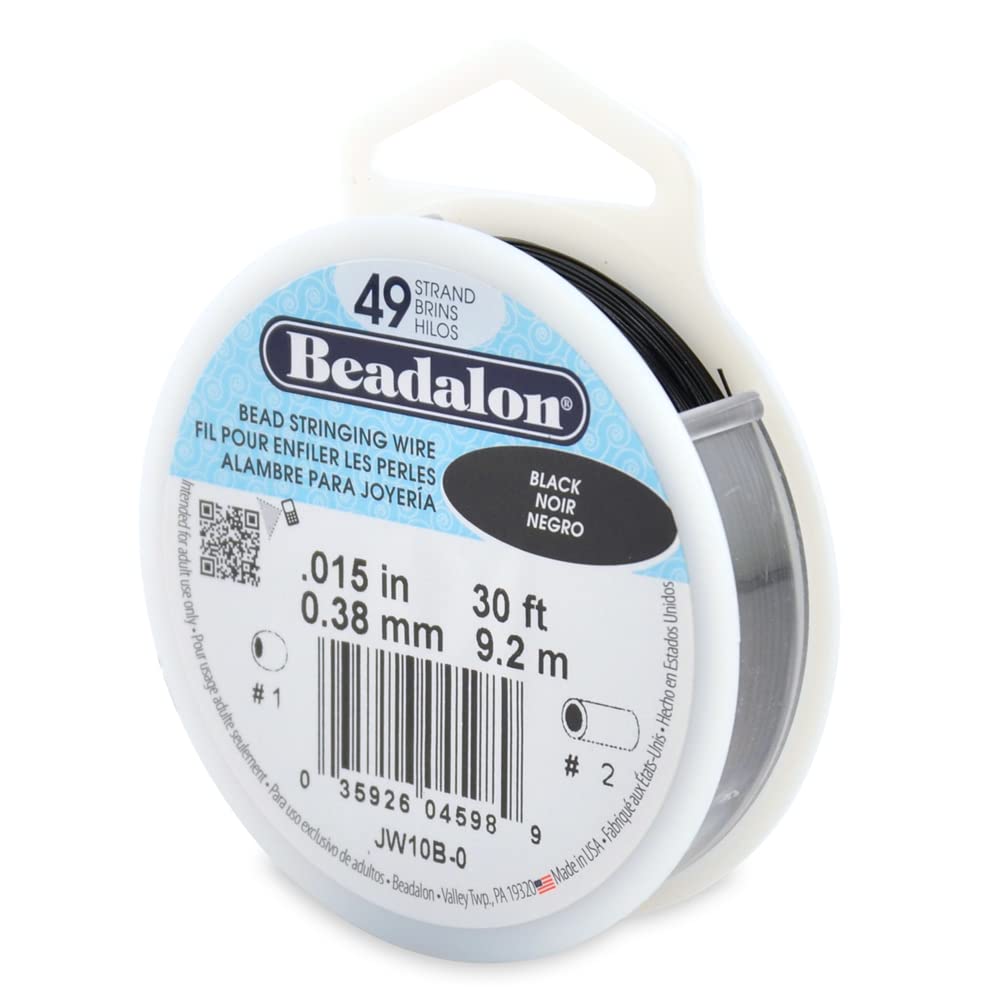 Beadalon 0.38 mm Diameter 9.2 m Reel 49 Strand Wire Black