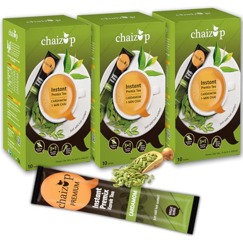 Image of Chaizup Premium 1 Min Instant Cardamom Tea Premix - 30 Sachets | Cardamom Flavours | 30 Servings | 420g (Pack of 3)