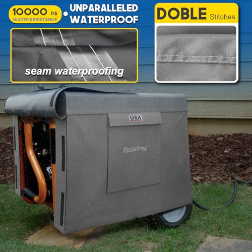Rosefray Generatorabdeckung, 66 cm L x 50 cm B x 50 cm, 600D strapazierfähig, wasserdicht, kleine Außenausrüstung Abdeckung für Champion, Raubtier, Wen, Ryobi, Generac, Westinghouse, tragbarer