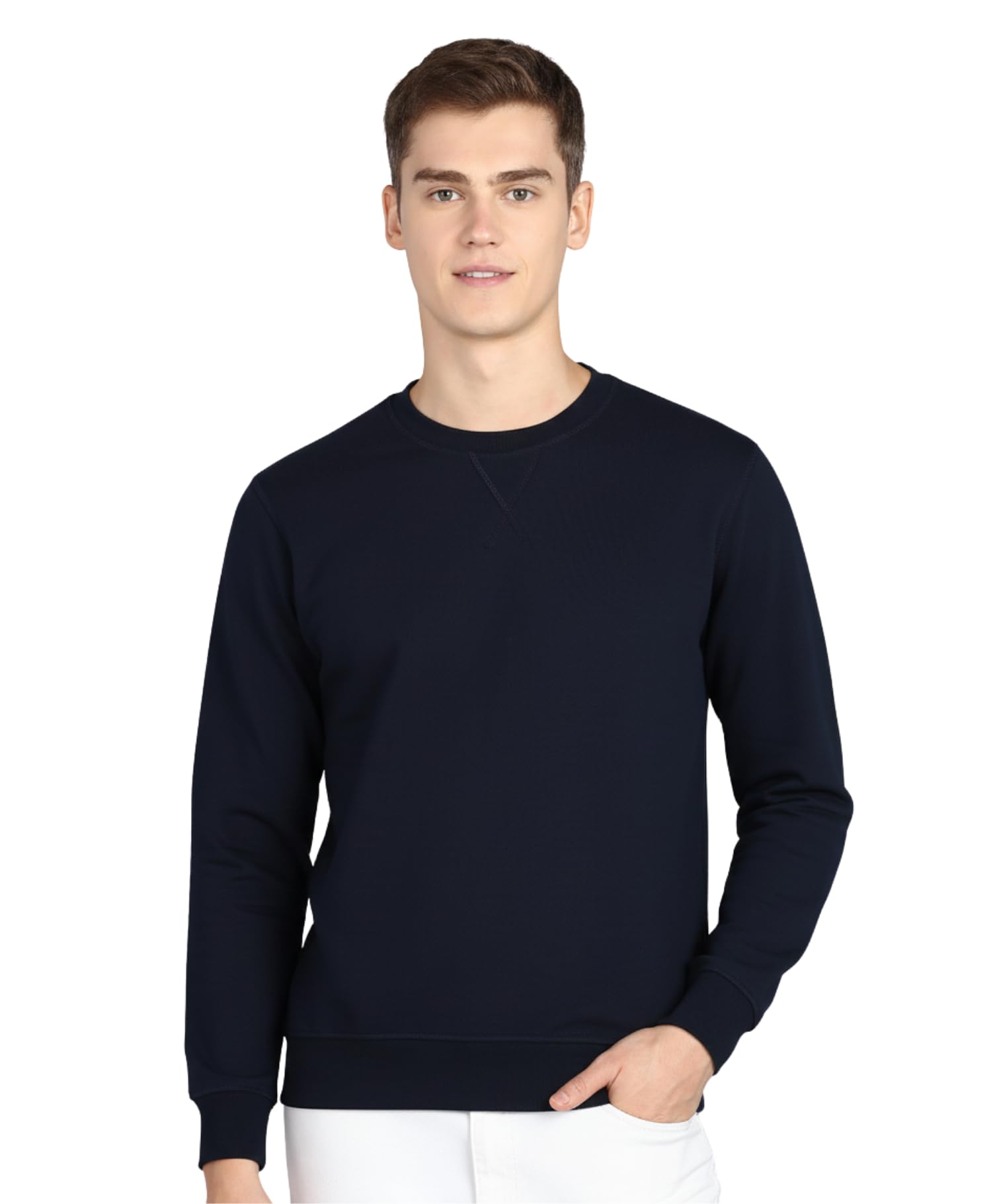 alan jones clothing Men's Crew Neck Solid Pure Cotton Sweatshirt-picture-24