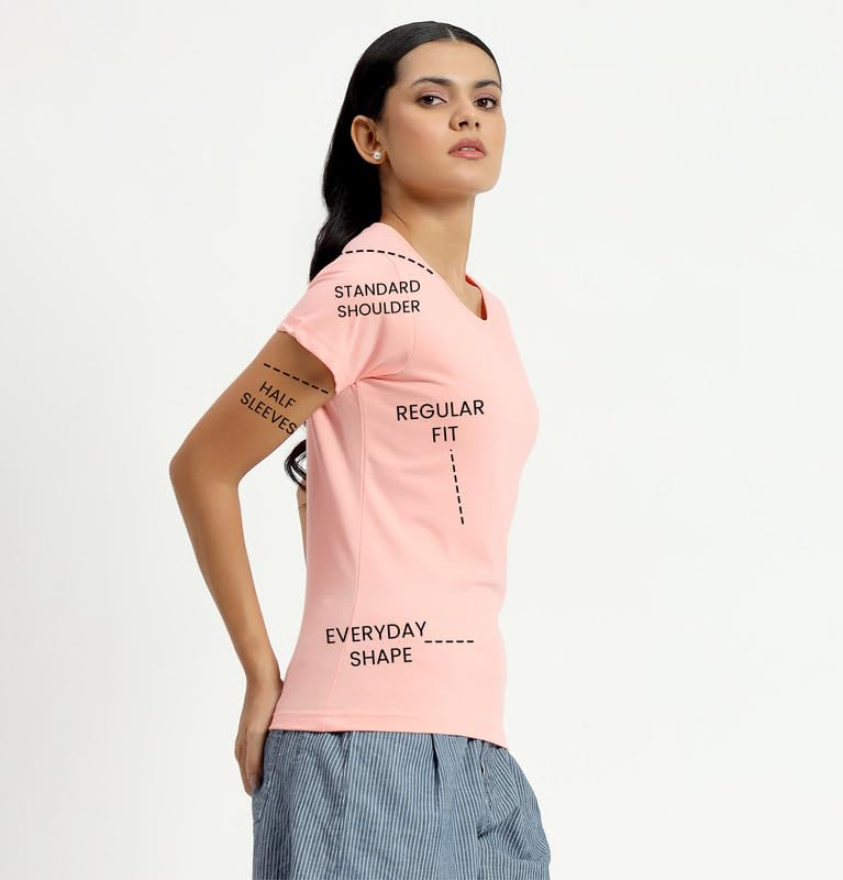 Image of Sleepynuts Women's Plain Round Neck Regular Fit Half Sleeve Cotton T Shirt