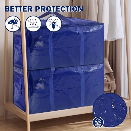 8 Pack Extra Heavy Duty Large Moving Bags with Strong Zipper & Carrying Handles, Sturdy Clothes Storage Bags Totes Bins, Packing Bag Move Boxes College Moving Supplies, Dark Blue - 24 gal - Image 5