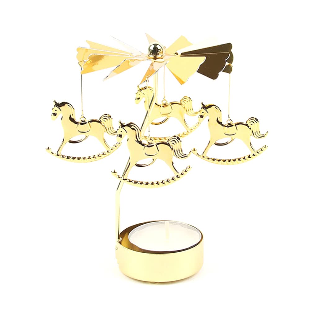 Suxdlan Carousel Spinning Candle Holder Rotating Tea Light Christmas Wedding Decor