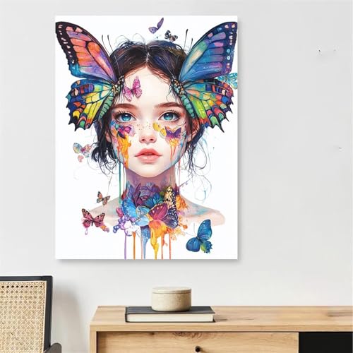 Peinture par numero adulte papillon 90x150cm avec cadre bois pour salon