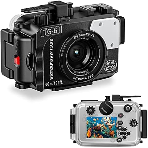 Seafrogs Underwater Camera Housing for Olympus TG6 195FT/60M Diving Photography Protective Waterproof Shell Camera Case (Black)…, Black, 5.94 x 5.03 x 7.68 inches Cover