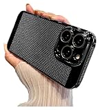 MUJURUR Electroplating Heat Dissipation Phone Case, New Heat Dissipation Plating Fine Hole Protector for iPhone Case for IPhone/14/13 Pro Max (Color : Black, Size : for 12Pro Max)