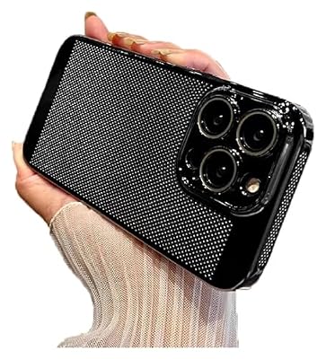 MUJURUR Electroplating Heat Dissipation Phone Case, New Heat Dissipation Plating Fine Hole Protector for iPhone Case for IPhone/14/13 Pro Max (Color : Black, Size : for 12Pro Max)