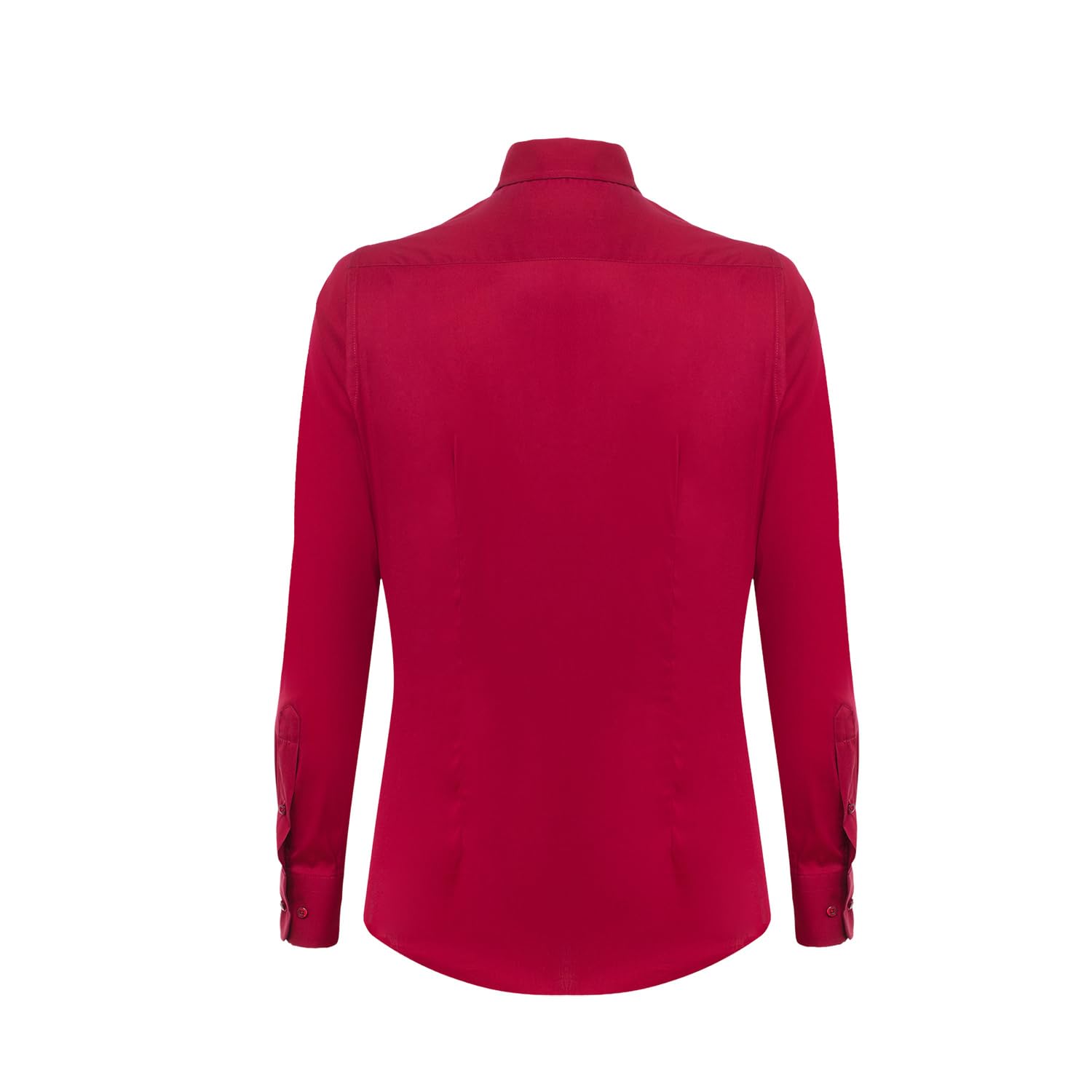 Bottega del Sarto Camicia Rossa Super Slim Fit in Popeline di Cotone Elasticizzato con Collo Francese Sartoriale
