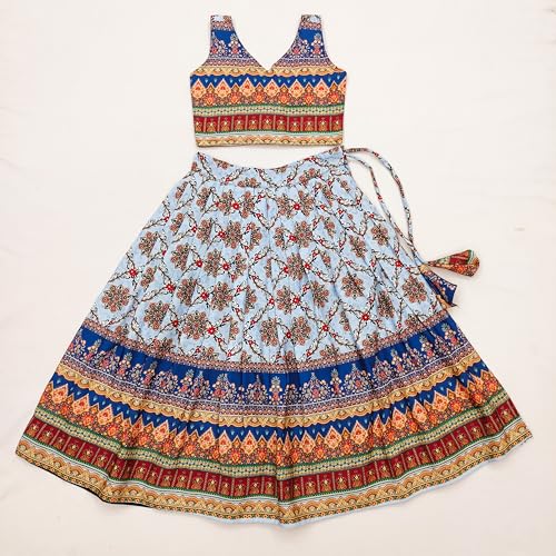 Image of E-Sqare Kids Girls Multicolour Bandhani Print Lehenga Choli Set | Ethnic Wear Dress | Readymade Clothing Set | 2 to 8 Years
