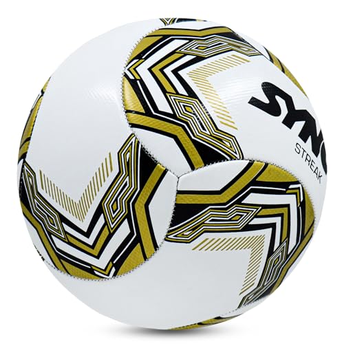 Image of Synco Streak Football | 6 Panel PVC Machine Stitched Soccer Ball | Ideal for Training on Soft & Grass Grounds | Size 5