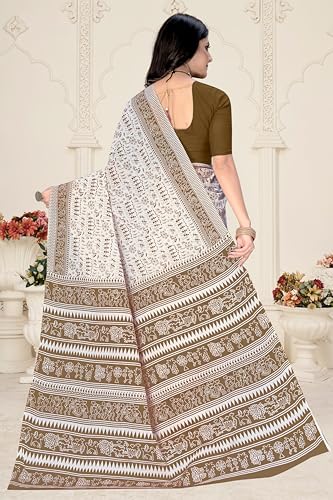 Image of TAMAIRA FASHION Mulmul Pure Cotton Saree For Woman Warli Printed|Office Wear Daily Wear Sarees For Women Without Blouse Piece(Available in 19 Colours)