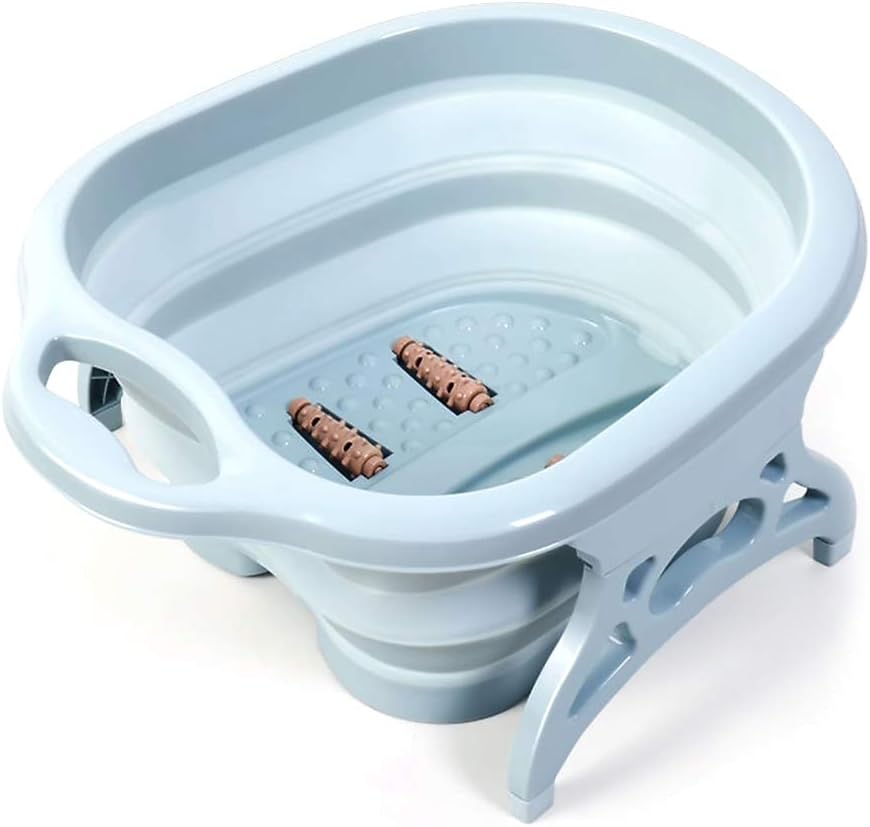 douself Folding Foot Care Tub Portable Foot Wash Massage Bucket Travel Folding Bucket with 4 Massage Balls Bathing Feet in Winter -slip Handle Endurable Meterial