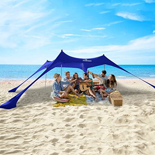 Vamqor Beach Canopy Portable Beach Shade Tent UPF 50 Plus UV Protection，Outdoor Beach Shelter for Camping Fishing Sports Event Backyard Fun and Outdoors