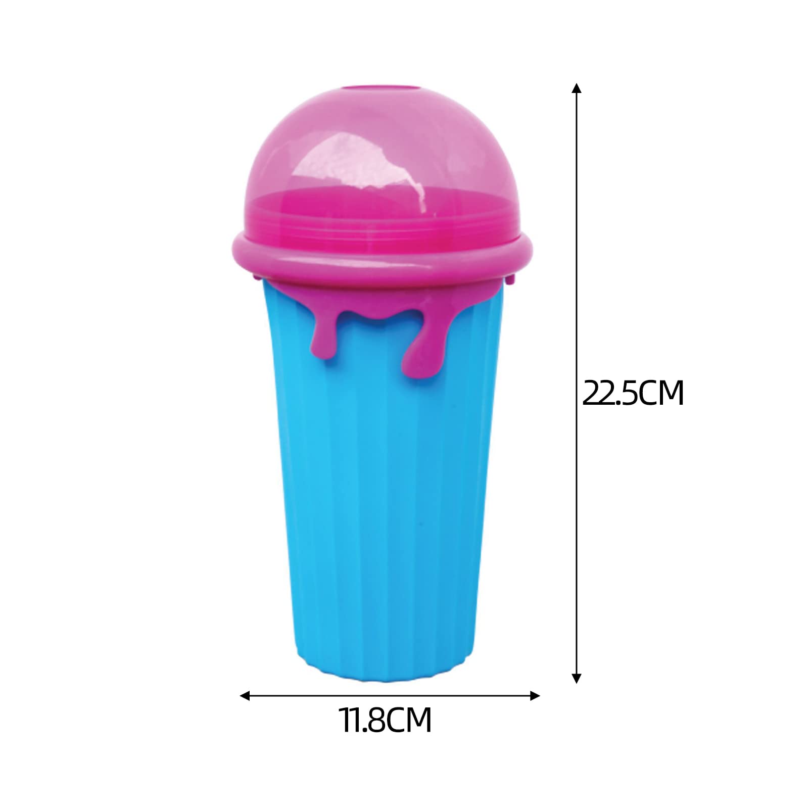 Gobelet à slush en silicone - Gobelet à presser - Gobelet à glace - Pour pétrir des smoothies congelés - Pour l'été - Avec cuillère à paille - Pour une délicieuse glace slush (bleu)