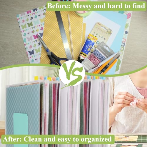 Image of 36 Pack 12 x 12 Scrapbook Paper Storage Organizer, Clear Scrapbook Paper Organizer, PVC Craft Cardstock Storage with Sealing Design Holds Cardstock Vinyl Files Photos