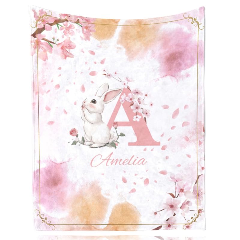 Snewvie Personalised Baby Blankets with Name,Custom Soft Flannel Blanket for Girls,Kids,Adult,Customised Blankets with Initials Gifts for Baby Shower Christmas Birthday — image 1