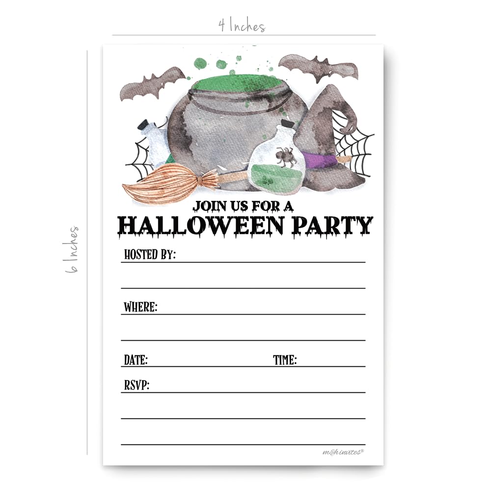 AmandaCreation Halloween-Einladungen 'Witch Way To The Party' – 20 Karten 12,7x17,8 Cm Mit Umschlägen