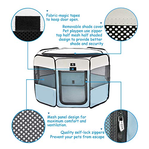 X-ZONE PET Portable Foldable Pet Dog Cat Playpen Crates Kennel/Premium 600D Oxford Cloth,Removable Zipper Top, Indoor and Outdoor Use - Thumbnail 3