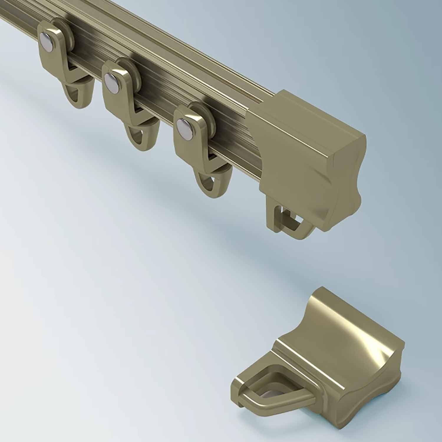 Aluminiowy system szynowy w kolorze szampańskim, 3,7 m, łatwy montaż do przegród okiennych i pokojowych, elastyczny montaż na suficie/ścianie, idealny do zasłon i zasłon
