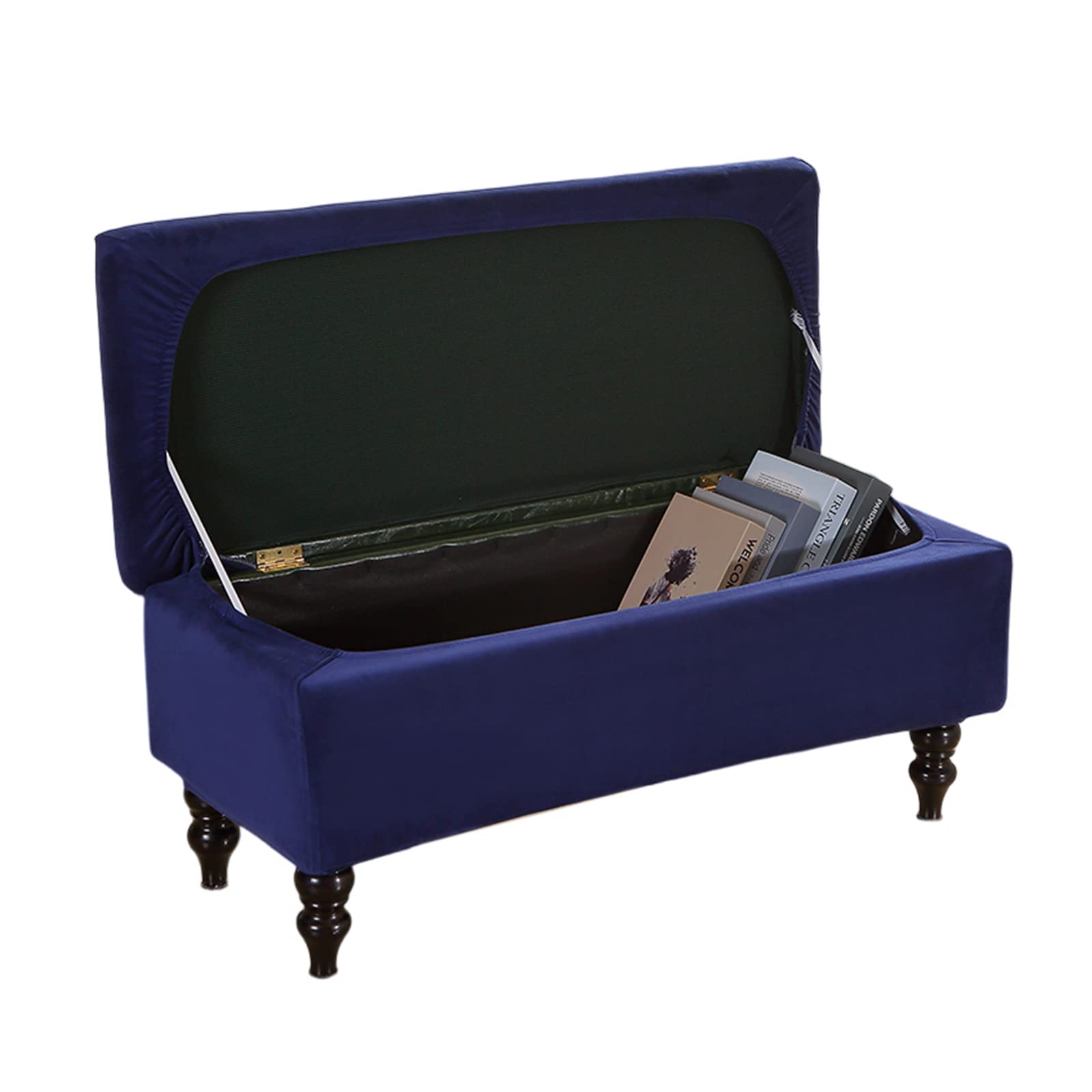 FUANGUI Ottoman Cover Stretch Storage Ottoman Bench Slipcover Velvet Folding Storage Bench Ottoman Cover Footrest Stool Slipcover Footstool Protector Cover with Elastic Bottom,(120-160cm,L, 25)