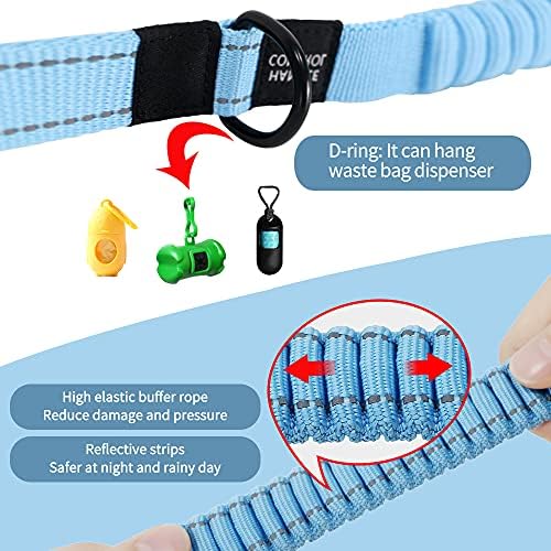 EASTLION Bungee Dog Lead Shock Absorbing Strong Dog Leash with Car Seat Belt,Two Padded Handle No Pull Reflective Traffic Control,Pet Elastic Rope for Small Medium Large Dogs,Orange