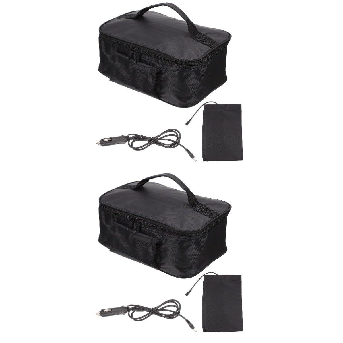 2 Tragbare Lunchtasche mit Reißverschluss, Faltbar, Schwarz