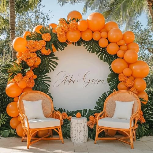 Image of 108Pcs Double Stuffed Orange Balloon Garland Arch Kit