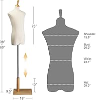 Vista 2 de Bonnlo Forma de Vestido para Niños Mejorada, Torso de Maniquí para Niños de 10-12 Años con Soporte Ajustable de Madera Maciza para Exhibición