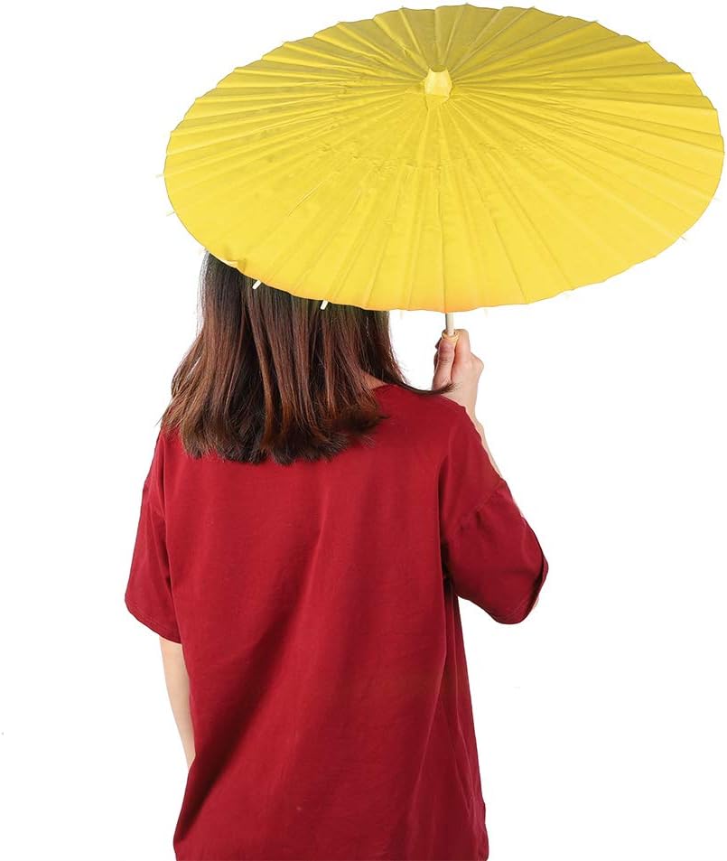 23-Inch Japanese Chinese Paper Parasol, White Blank Umbrella Decor Props for Kids 23 Inch Hand Painting W Bridal Showers Party Favors and Photo Shoots Blue (Yellow)