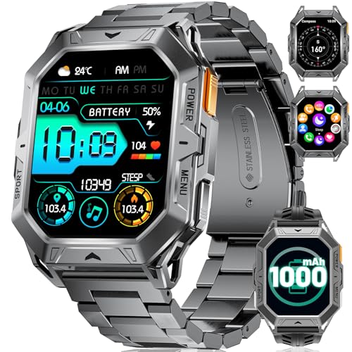 Reloj Inteligente Hombre, 256 Memoria con 1000mAh Batería/Brújula/Altitud/Barómetro, 2.13
