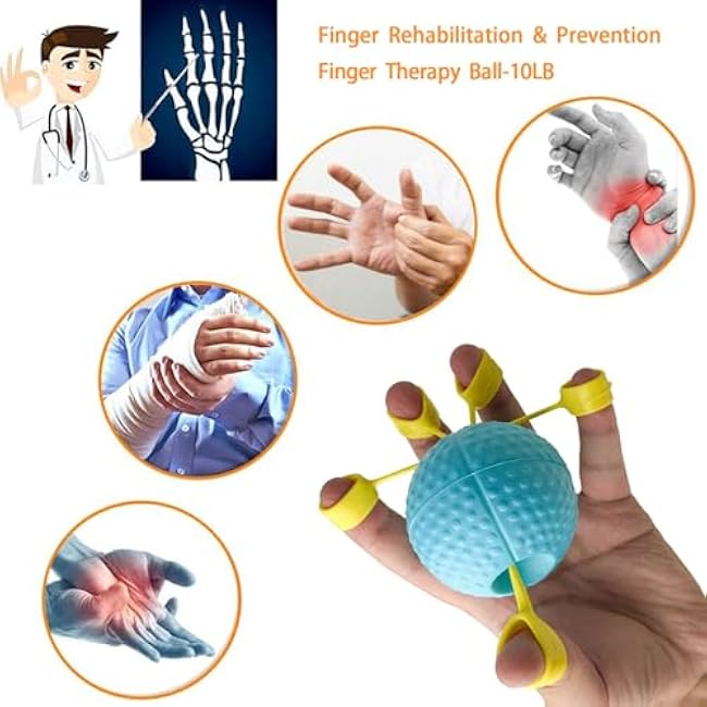 Hand Exercise Ball Squeeze Balls for Hand Therapy Finger Extension Exerciser Finger and Wrist Strengthener, Hand Grip Strengthener for Elderly, Weak Hand, Arthritis, Stroke, Carpal Tunnel
