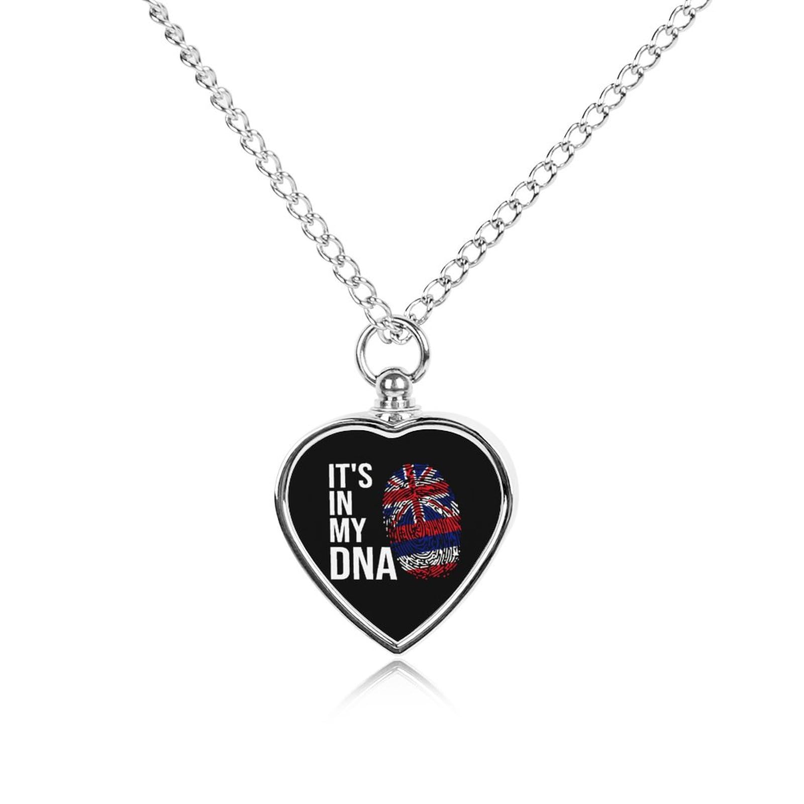 It's in My DNA Hawaii State Flag Pet Urn Necklace for Ashes Keepsake Cremation Jewelry Memorial Pendant for Dog Cat