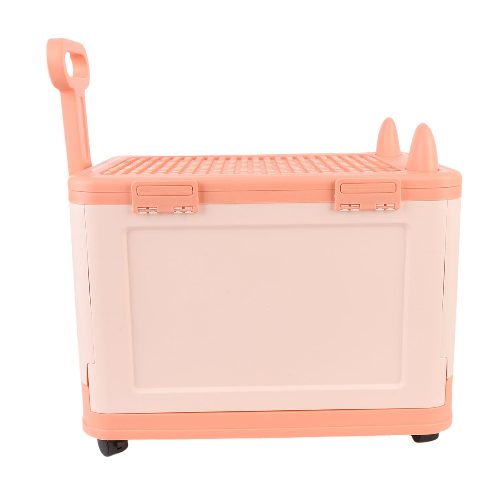 Tbest Caja de Juguetes con Ruedas Lindo Baúl de Juguetes con Asa para Tirar Tapa de Bloque de Construcción Caja de Naranja con RuedasOrganización y Libros de Estas Pertenencias Mantienen el (naranja