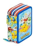 Creativolution - Astuccio Scuola 3 Zip Completo Riempito 44 Pezzi con Pennarelli Giotto e Pastelli Mina 4mm - Per Pokémon Fan - Prodotto Ufficiale
