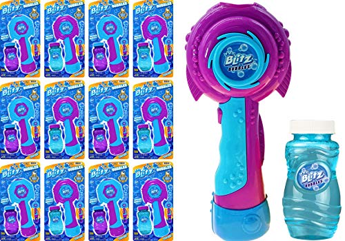 JA-RU Blitz Bubble Machine Wand Electric Portable Bubble Blower with Bubbles Solution (4 Toys Assorted) Floats High Last Long. Kids Party Favors, Outdoor Toy. Plus 1 Sticker 26424-4s