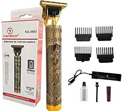 Maquina de cortar cabelo e barba acabamento masculino KAPBOM KA-3603 bateria 2.500M DRAGÃO aço carbono