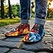 Watdotory Red Blue Wolf Barefoot Shoes for Men, Rubber Sole, Minimalist Design, Wide Toe Box, Zero Cushioning - Ideal for Walking, Hiking, and Travel US 12.5