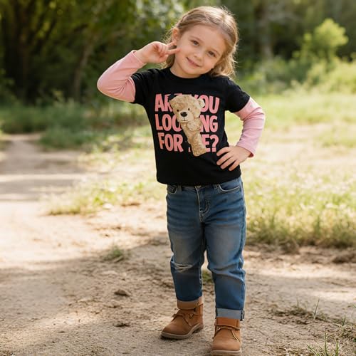 Image of 100% Cotton Girls T-Shirt 2-Pack Cute Tops Casual Soft Printed Toddlers Tees Layering 18Months-8Years