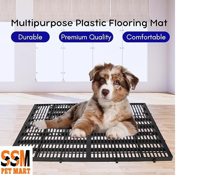 SSM PET MART Pet Plastic I Flooring Mat I for Dog/Cat/Rabbit/Goat Multipurpose Floor Mat 36x12 Inch (Black, Dog MAT Set of 5 PCS) 2