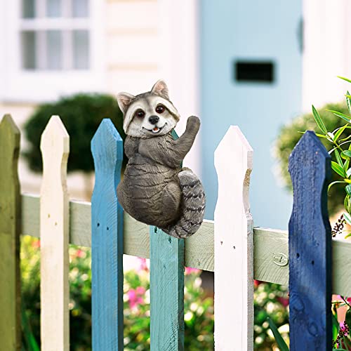 Goodeco Tree Hugger Sculpture Garden Statues - Raccoon Up A Tree Garden Peeker - Gifts And Outdoor Decor Statue Face For Trees, 9.4" X 5.3" (Gray Raccoon) #TOP5