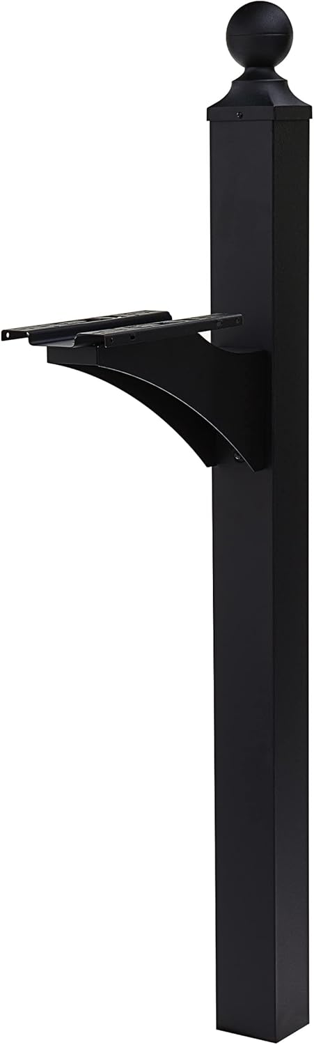 ARCHITECTURAL MAILBOXES Ironside Large Capacity Galvanized Steel Black, Post-Mount Mailbox, MB801BAM & Landover Aluminum Mailbox Post, Black